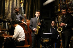 Vinnie leads a quintet at Bird & Beckett 4/25/15 commemorating the late Terrance Tony at Bird & Beckett with Larry Chinn on piano, Aaron Cohn on bass, Danny Brown on tenor sax and Jesse Levit on alto sax,