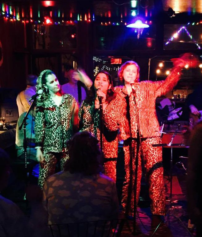 Bad Mommies on stage in leopard print